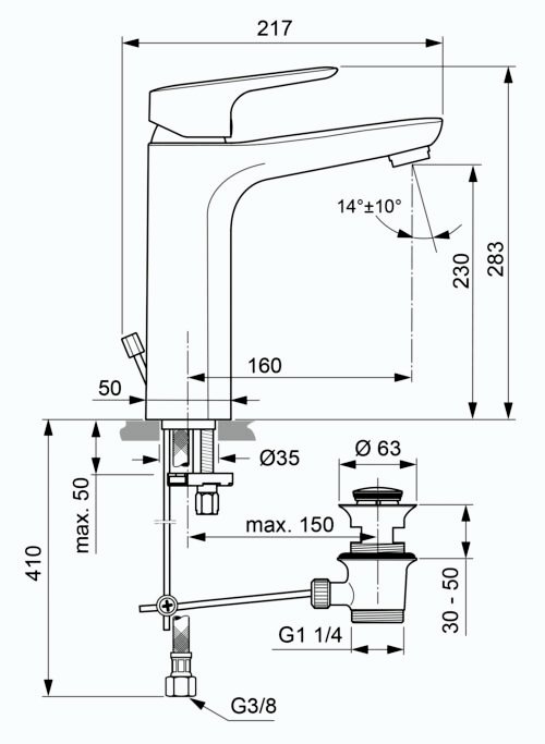 Alva Aqua Pura Waschtischarmatur XL mit Ablaufgarnitur, Chrom 2