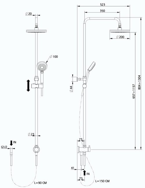 Alva Aqua Spa Duschsystem mit Teleskop- stange, chrom 2