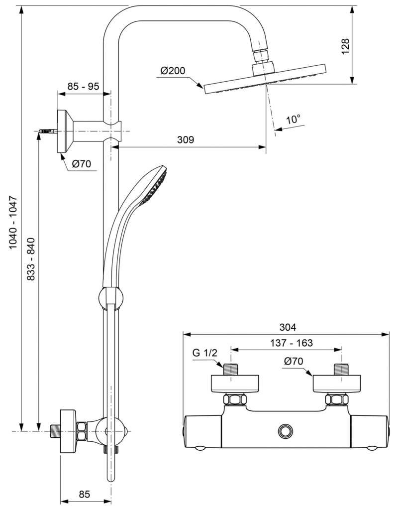 Quadratischer Duschkontrollknopf – Verchromt, Für SMA Thermostat-Armatur, Mit Stoppring
