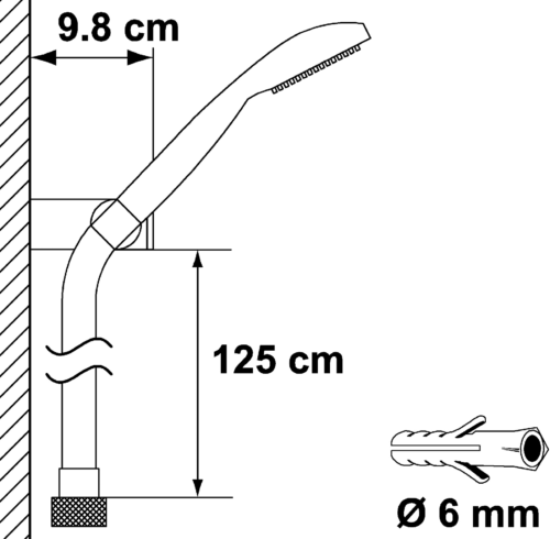 Alva Aqua Varia Wannenset, HB 1-fach Wandhalter, Brauseschl. 125cm, Chrom 2