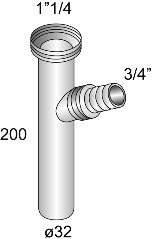 Alva Aqua Varia Sifontauchrohr 5/4" mit WM-Anschluss, 32x200 mm, MS verchromt 2